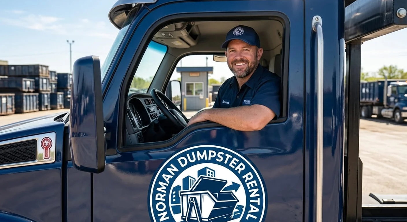 A Norman Dumpster Rental Group driver ready for a delivery in Slaughterville, OK